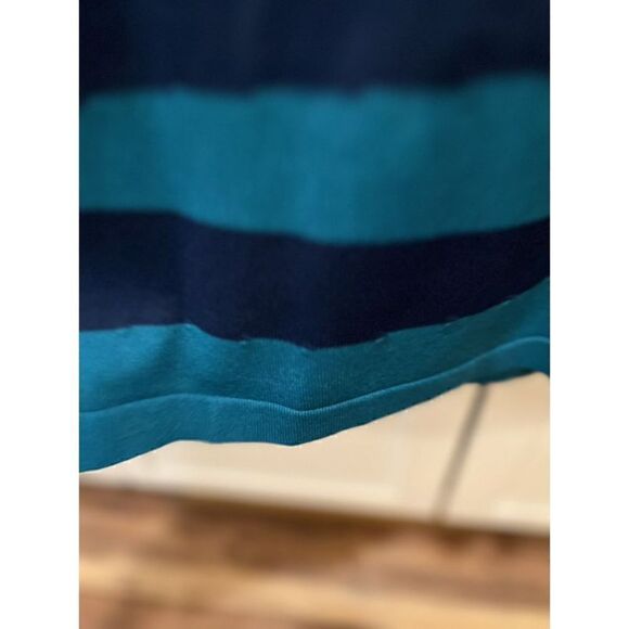Max Studio Women’s Knit Striped Sweater Dress Sz L Blue Teal Stretch - Picture 4 of 8